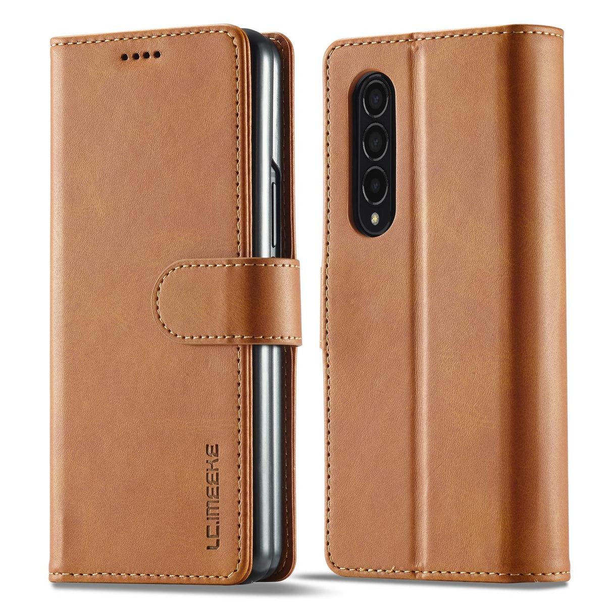 For Samsung Galaxy Z Fold4 5G Calf Leather Phone Case - Black
