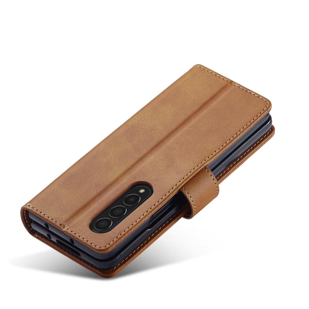 For Samsung Galaxy Z Fold4 5G Calf Leather Phone Case - Black