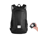 Waterproof Foldable Backpack Ultra Light & Portable 22L Capacity Black - Front View