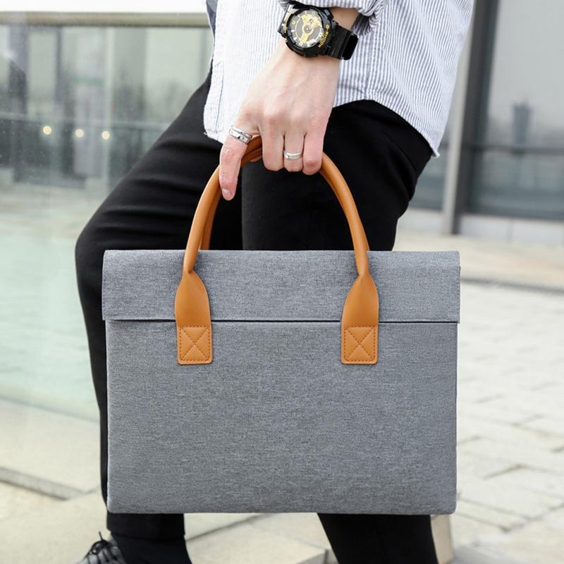 Lightweight Oxford Cloth Laptop Bag with Pu Handle - Portable - Blue - 14 Inch