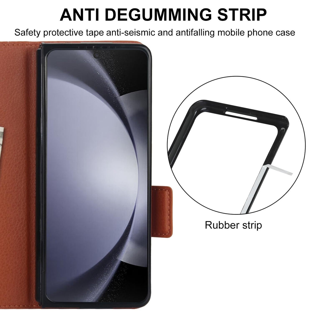 For Samsung Galaxy Z Fold4 5G Leather Phone Case With Pen Slot - Black