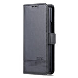 For Samsung Galaxy Z Fold4 5G Leather Magnetic Phone Case - Calf Texture - Black - Side View