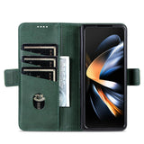 For Samsung Galaxy Z Fold4 5G Leather Magnetic Phone Case - Calf Texture - Black - Top-Down View