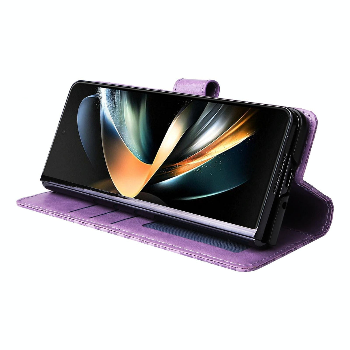For Samsung Galaxy Z Fold4 5G Sunflower Embossed Leather Phone Case - Blue
