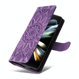 For Samsung Galaxy Z Fold4 5G Sunflower Embossed Leather Phone Case - Blue - Extra Image
