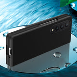 For Samsung Galaxy z Fold4 5G Smooth Skin Phone Case with Big Hole Fuel Injection - Blue - 45-Degree Angle