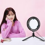 7.9 Usb 3 Modes Dimmable Dual Colour Led Ring Light with Mirror for Vlogging and Photography - Black - 45-Degree Angle