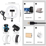 7.9 Usb 3 Modes Dimmable Dual Colour Led Ring Light with Mirror for Vlogging and Photography - Black - Close-Up Angle