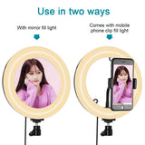 7.9 Usb 3 Modes Dimmable Dual Colour Led Ring Light with Mirror for Vlogging and Photography - Black - Extra Image