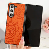 For Samsung Galaxy Z Fold4 5G Floral Print Protective Phone Case - Red