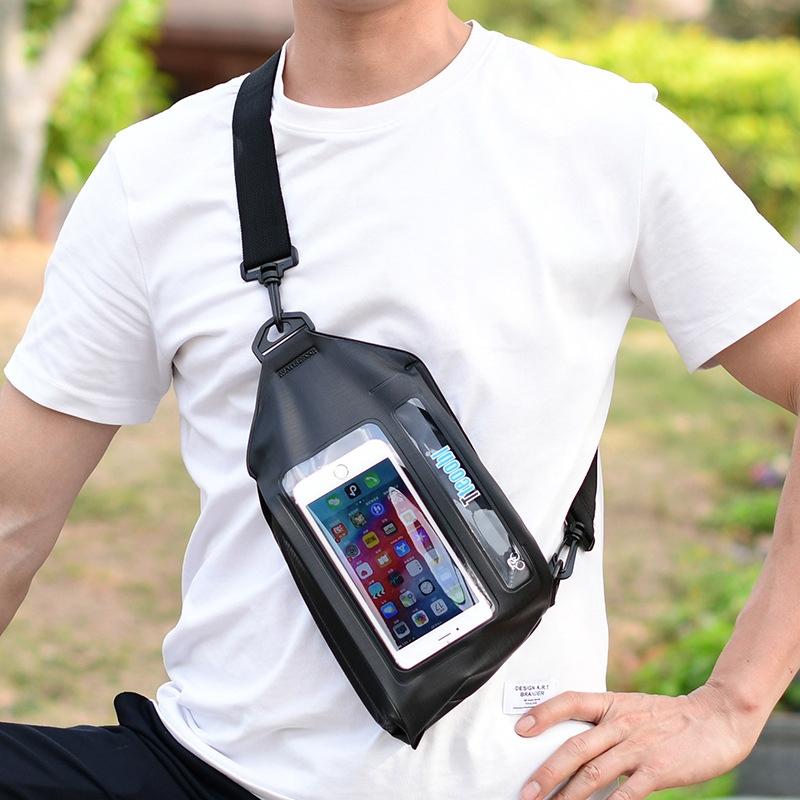 Waterproof Crossbody Phone Bag Tteoobl Touch Screen Chest Bag Paste Model - Black