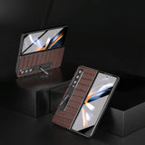 For Samsung Galaxy Z Fold4 5G Premium Leather Phone Case - Crocodile Texture - Green