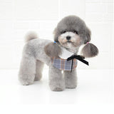 Dog Shawl Small Cloak Pet Bow Ttie Saliva Towel Pet Accessories - Size M - Black White Grid - Low Angle