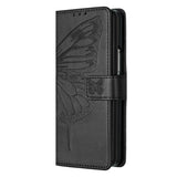 For Samsung Galaxy z Fold4 5G Butterfly Embossed Leather Phone Case - Blue - Extra Image