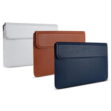 Leather Laptop Liner Bag - 14.1-15.4 Inches with Stand Function - Cowhide Yellow - Side View