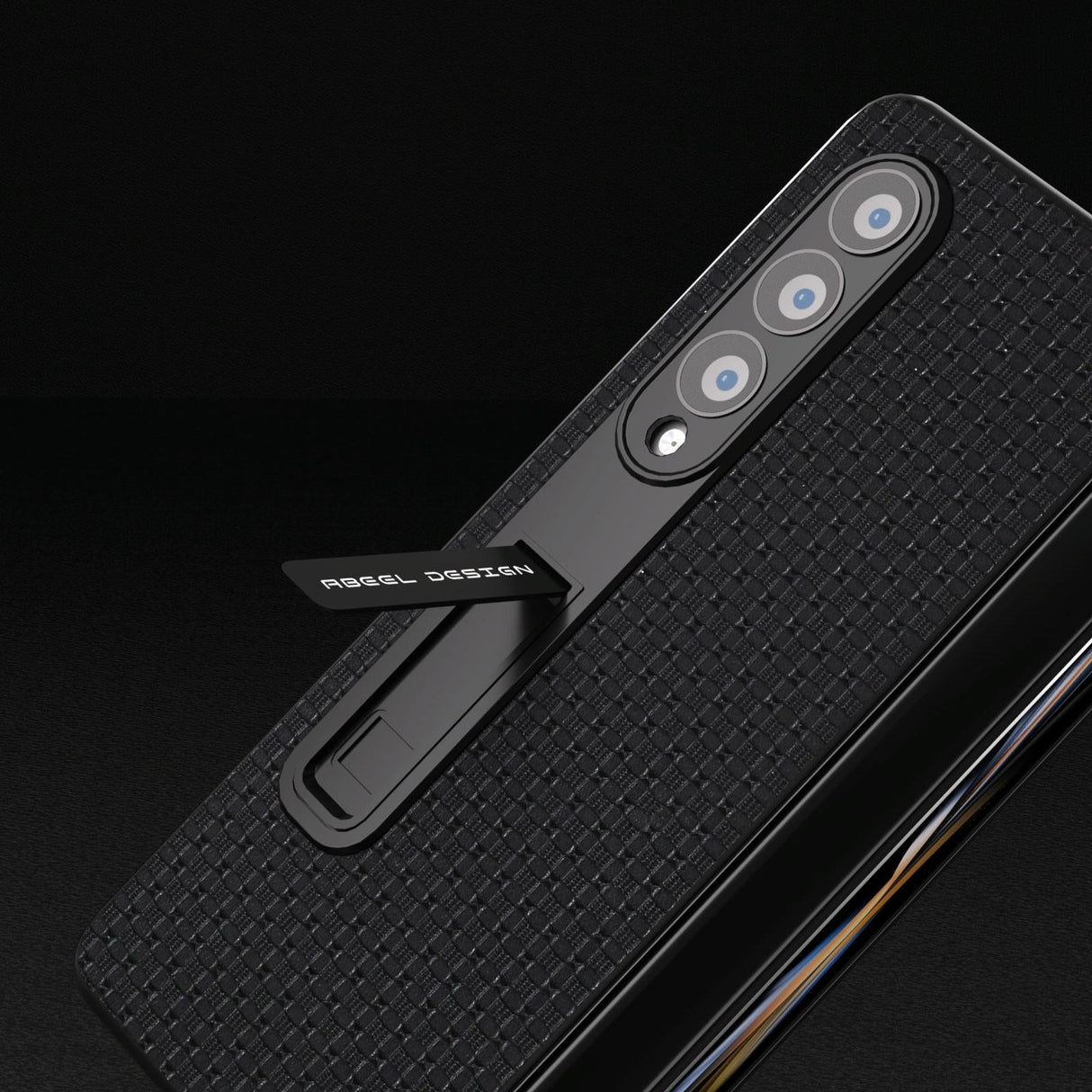 For Samsung Galaxy Z Fold4 5G Premium Leather Phone Case With Holder - Luxury Design - Coffee