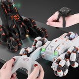 360-degree Swing Arm Rc Car - Double Control 2.4g Multifunctional Five-wheeled - Grey - Close-Up Angle
