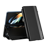 For Samsung Galaxy Z Fold4 5G Leather Phone Case With Pen Slot - Shockproof - Black