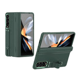 For Samsung Galaxy Z Fold4 5G Leather Wristband Phone Case - Black - Front View