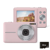 Mini Children Photography Camera - 2.4-inch Hd 16x Zoom - Pink+32G - Front View