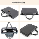 Waterproof Elastic Button Laptop Handbag - Pu Material - Grey - 15.4/16 Inch