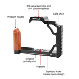 Wood Handle Metal Camera Cage For Nikon Zfc Stabilizer Rig - Black - Top-Down View