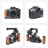 Wood Handle Metal Camera Cage For Nikon Zfc Stabilizer Rig - Black - Low Angle