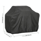 Waterproof Bbq Grill Cover - Anti-uv Dust-proof 210d Oxford Cloth - 170x61x117cm - Black - Side View