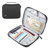 Passport Wallet With Handle Document Organizer & Card Holder - Black