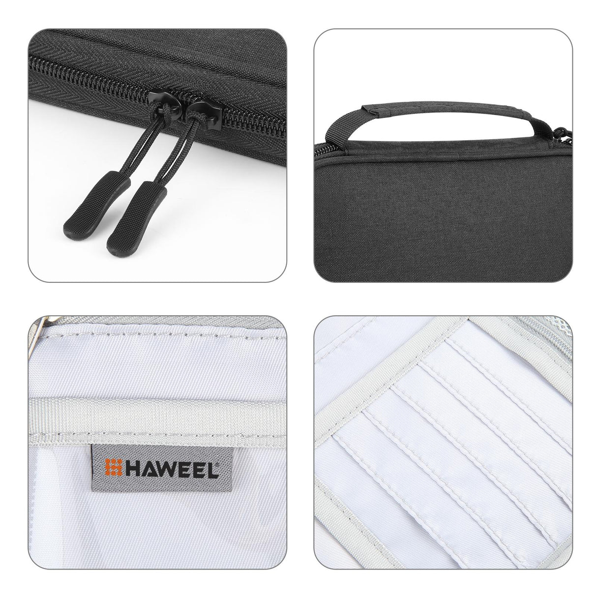 Passport Wallet With Handle Document Organizer & Card Holder - Black