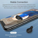Wireless Sports Bluetooth 5.0 Earphones - Binaural Stereo - Black - Side View