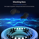 Wireless Sports Bluetooth 5.0 Earphones - Binaural Stereo - Black - Close-Up Angle