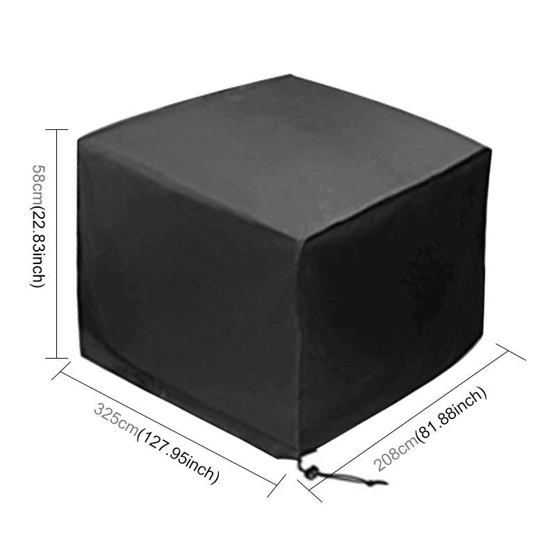 Waterproof Outdoor Furniture Set Cover - Anti-uv Dust-proof 210d Oxford Cloth - 325x208x58cm - Black