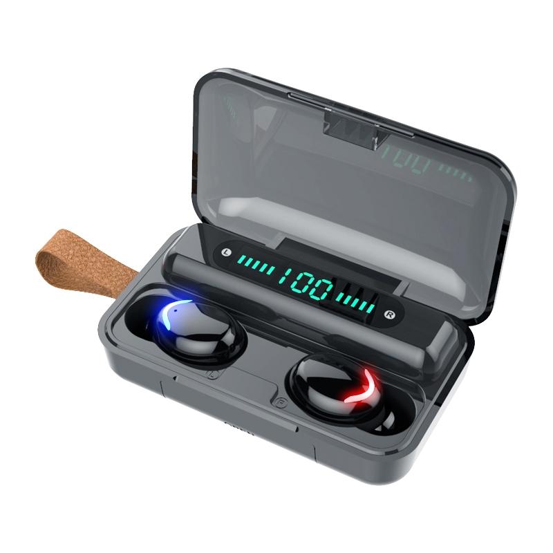 Bluetooth Earphone with Noise Reduction & Breathing Light Hand Strap - Black