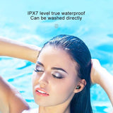 Bluetooth Earphone with Noise Reduction & Breathing Light Hand Strap - Black - Low Angle