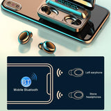 Bluetooth Earphone with Noise Reduction & Breathing Light Hand Strap - Black