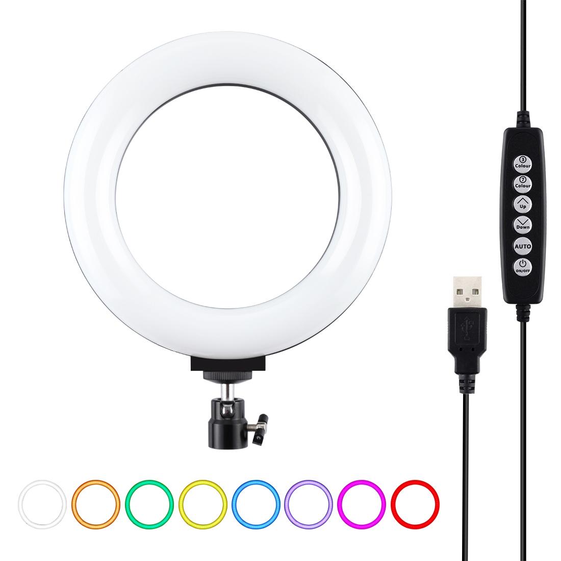 10 Mode Usb Led Ring Light with Tripod and Ball Head - 6.2 Inch Diameter - Black