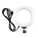 10 Mode Usb Led Ring Light with Tripod and Ball Head - 6.2 Inch Diameter - Black - Side View