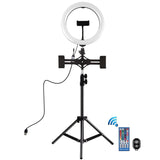 10.2 Curved Rgbw Led Ring Light Kit with Tripod Dual Phone Brackets Remote and Clamp - Front View
