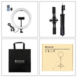 10.2 Curved Rgbw Led Ring Light Kit with Tripod Dual Phone Brackets Remote and Clamp - 45-Degree Angle