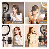 10.2 Curved Rgbw Led Ring Light Kit with Tripod Dual Phone Brackets Remote and Clamp - Rear View