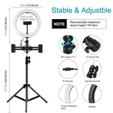 10.2 Curved Rgbw Led Ring Light Kit with Tripod Dual Phone Brackets Remote and Clamp - Low Angle
