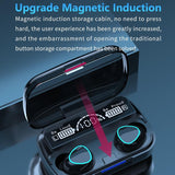 Wireless Bluetooth 5.0 Earphones with Digital Display and Charging Box - Black