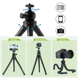 Versatile Octopus Tripod for Slr Cameras Gopro and Phones - Ball Head - Low Angle