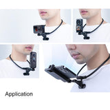 Neck Phone Camera Holder with Phone Clamp - Hands-free & Extended - Rear View