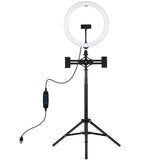 11.8 Led Ring Light Kit with Tripod & Dual Phone Bracket - 3 Modes Dual Colour Temperature Usb Live Broadcast - Black - Side View