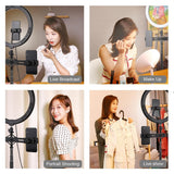 11.8 Led Ring Light Kit with Tripod & Dual Phone Bracket - 3 Modes Dual Colour Temperature Usb Live Broadcast - Black