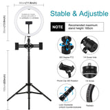 11.8 Led Ring Light Kit with Tripod & Dual Phone Bracket - 3 Modes Dual Colour Temperature Usb Live Broadcast - Black - Rear View