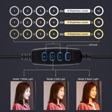 11.8 Led Ring Light Kit with Tripod & Dual Phone Bracket - 3 Modes Dual Colour Temperature Usb Live Broadcast - Black - Low Angle