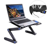 Adjustable Laptop Stand with Fans & Mouse Pad - Portable & Foldable - Front View
